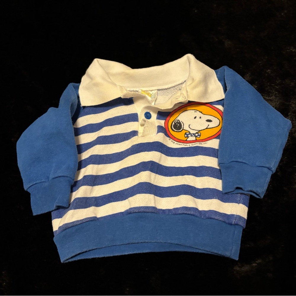 Baby 3-6 Month True Vintage 1958 Snoopy Peanuts Striped Rare Polo